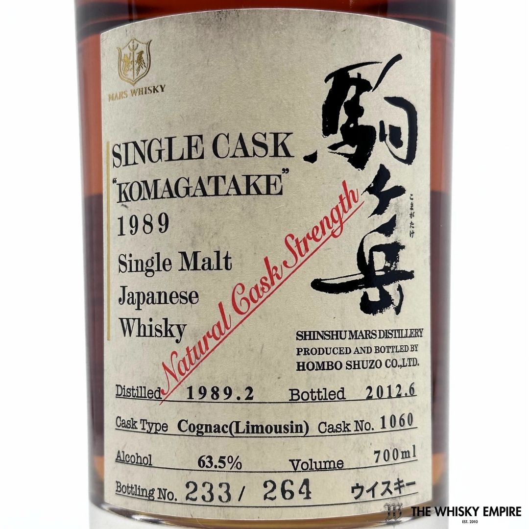 Mars Single Cask Komagatake Cognac (Limousin) cask 1060 1989 23yo Cask Strength Single Malt Whisky, Japan