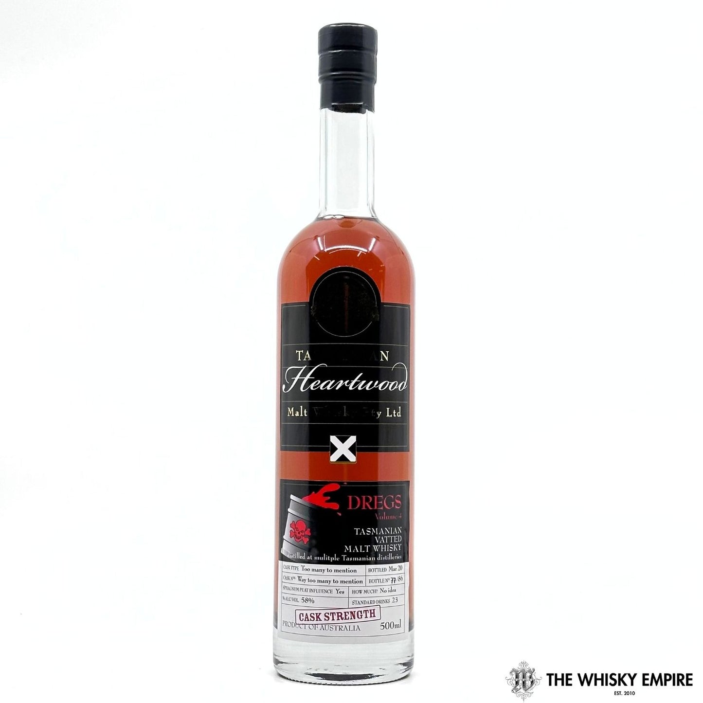 Heartwood Dregs Volume 4 Cask Strength Vatted Malt Whisky, Tasmania, Australia