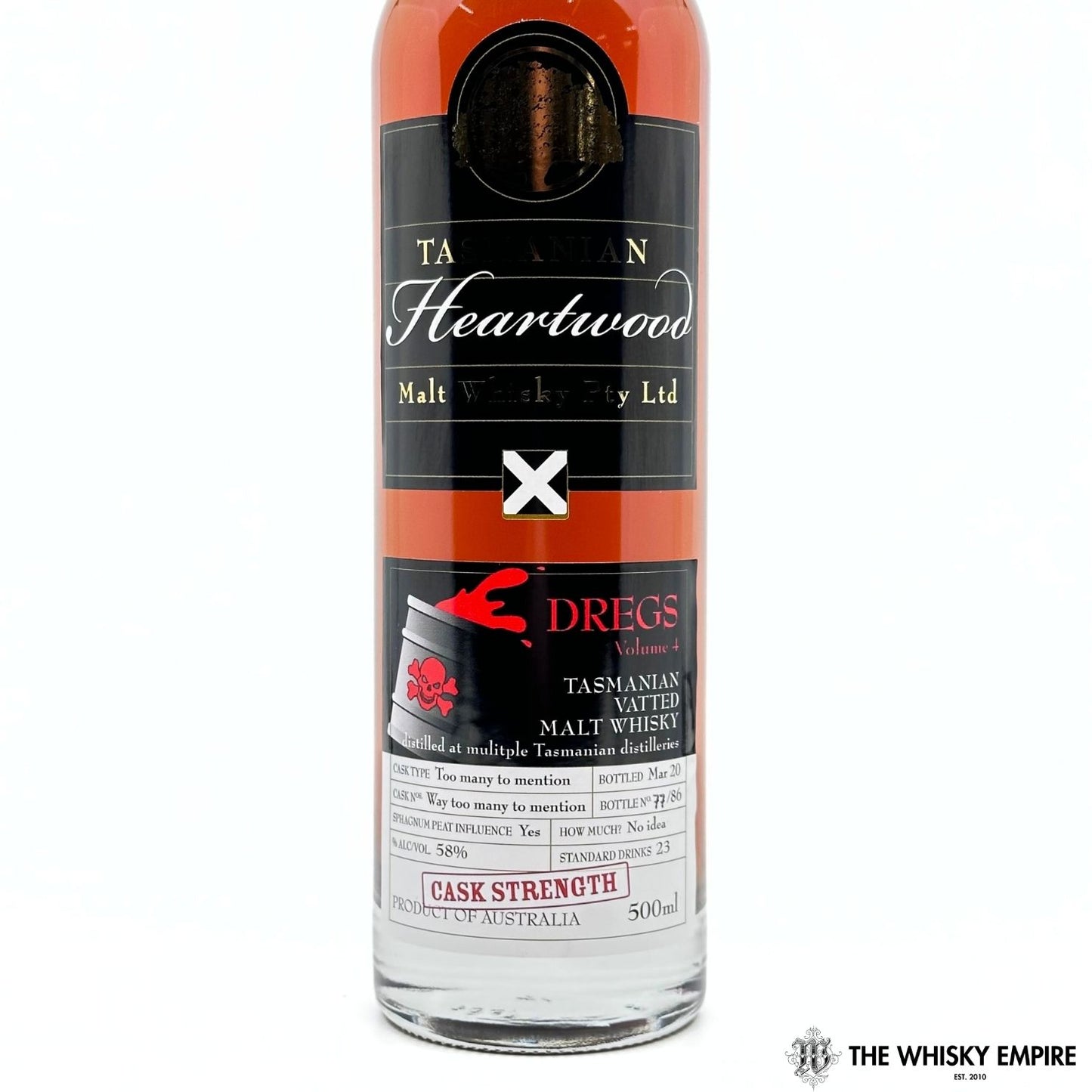 Heartwood Dregs Volume 4 Cask Strength Vatted Malt Whisky, Tasmania, Australia