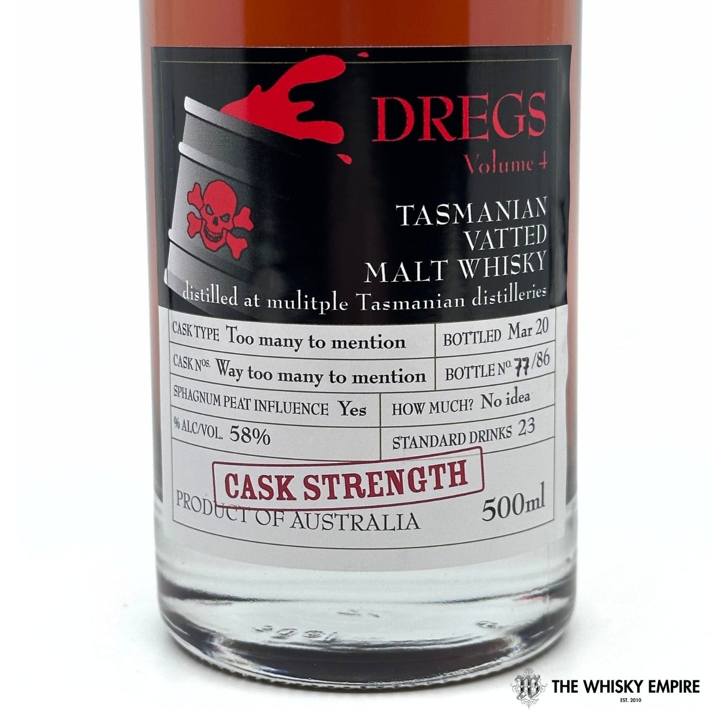 Heartwood Dregs Volume 4 Cask Strength Vatted Malt Whisky, Tasmania, Australia