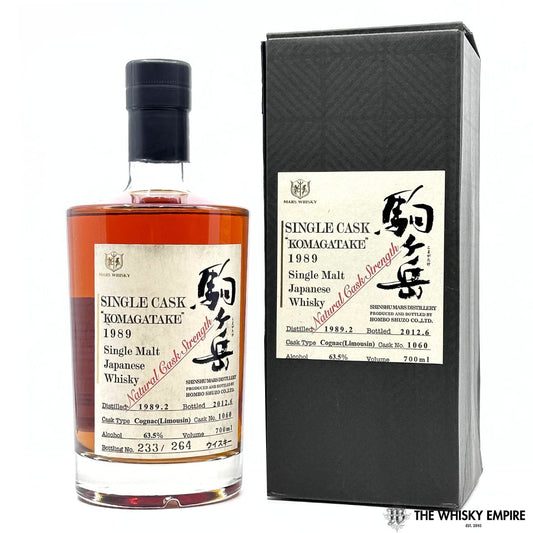 Mars Single Cask Komagatake Cognac (Limousin) cask 1060 1989 23yo Cask Strength Single Malt Whisky, Japan
