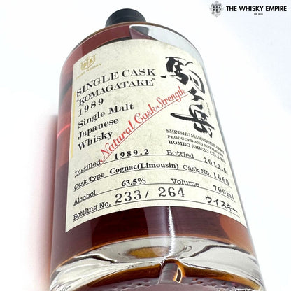 Mars Single Cask Komagatake Cognac (Limousin) cask 1060 1989 23yo Cask Strength Single Malt Whisky, Japan